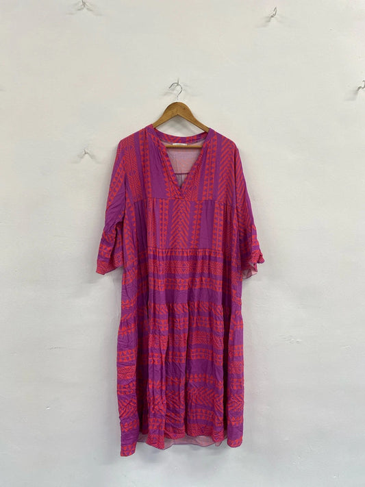 Fabulous Made in Italy Aztec smock dress One size Pink & Orange GM143