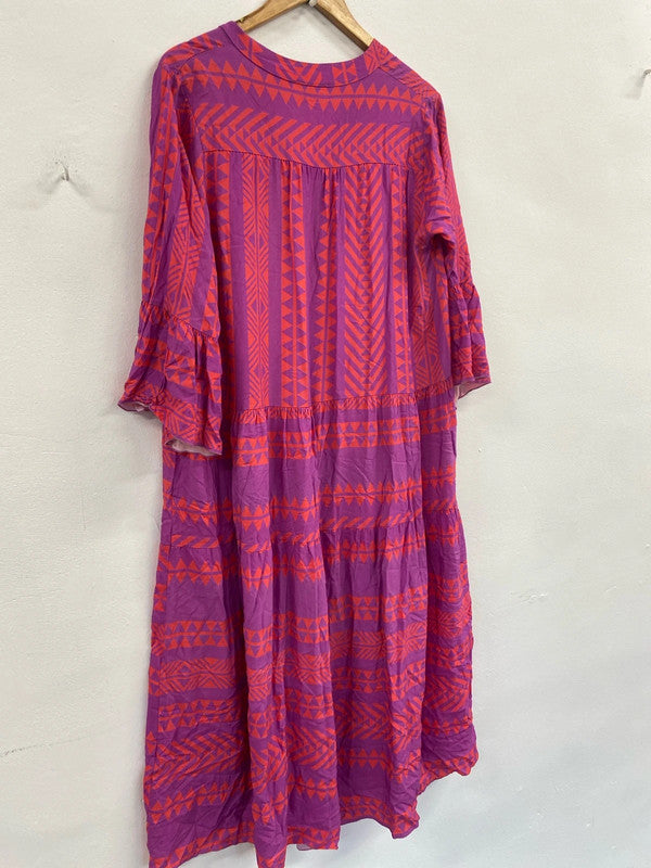 Fabulous Made in Italy Aztec smock dress One size Pink & Orange GM143