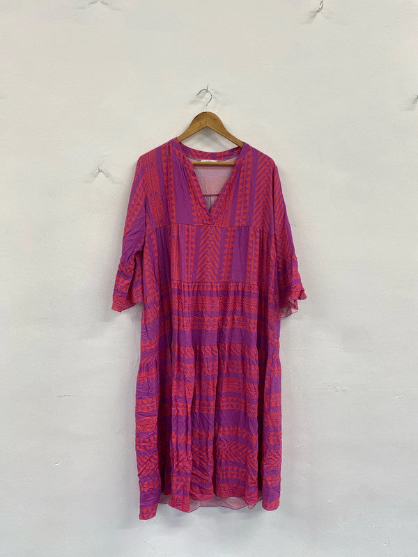 Fabulous Made in Italy Aztec smock dress One size Pink & Orange GM143