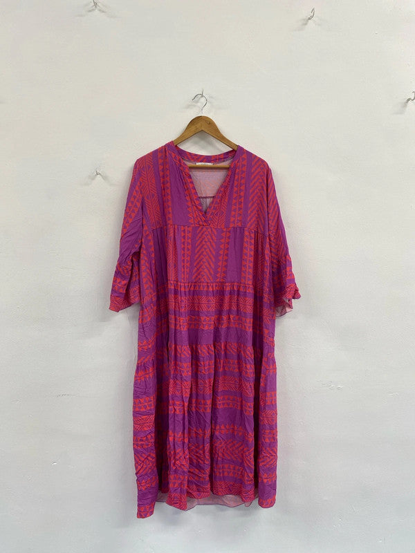 Fabulous Made in Italy Aztec smock dress One size Pink & Orange GM143