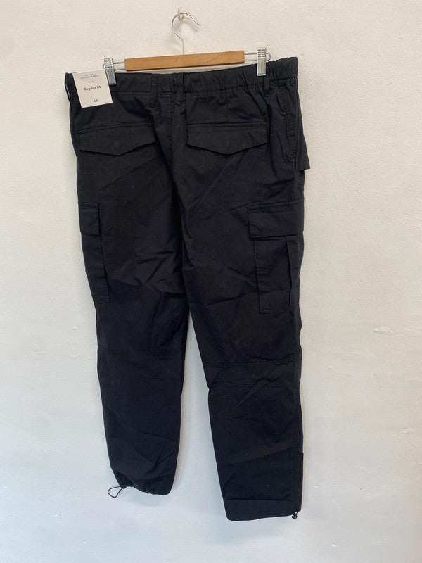 Gorgeous h&m black cargo trousers new UK L GM143