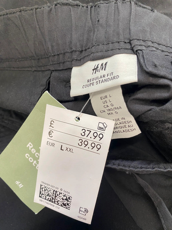 Gorgeous h&m black cargo trousers new UK L GM143
