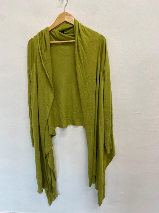 Gorgeous DKNY green asymmetric cardigan silk blend UK M GM143