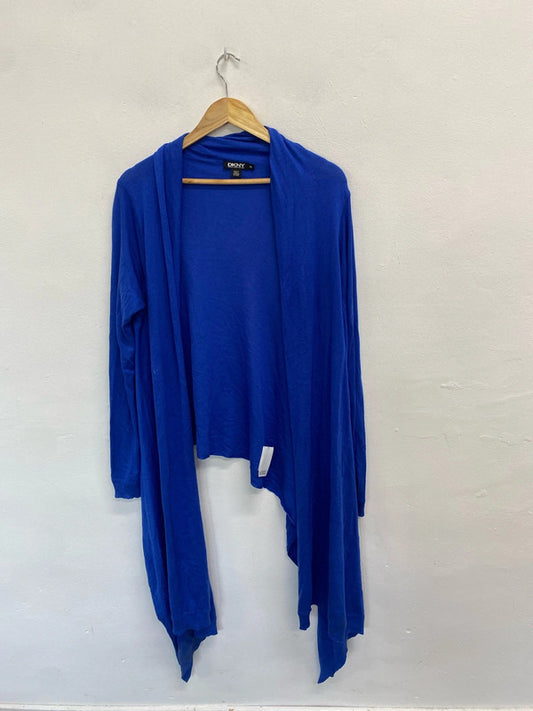Gorgeous dkny blue cardigan asymmetrical *marked UK M GM143