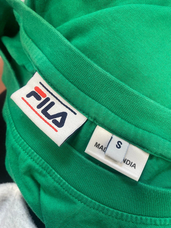 Gorgeous Fila green printed crop top sporty UK S GM143