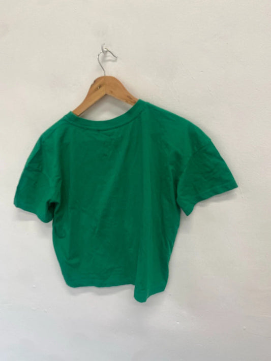 Gorgeous Fila green printed crop top sporty UK S GM143