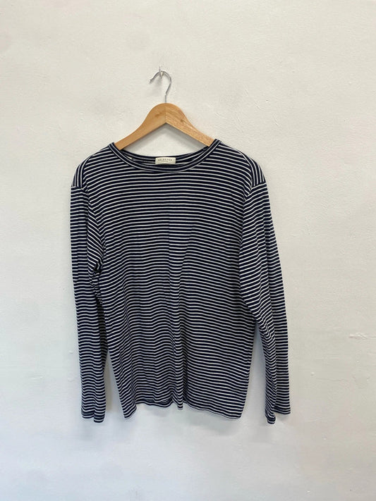 Gorgeous selected homme navy striped long sleeve top UK L GM143