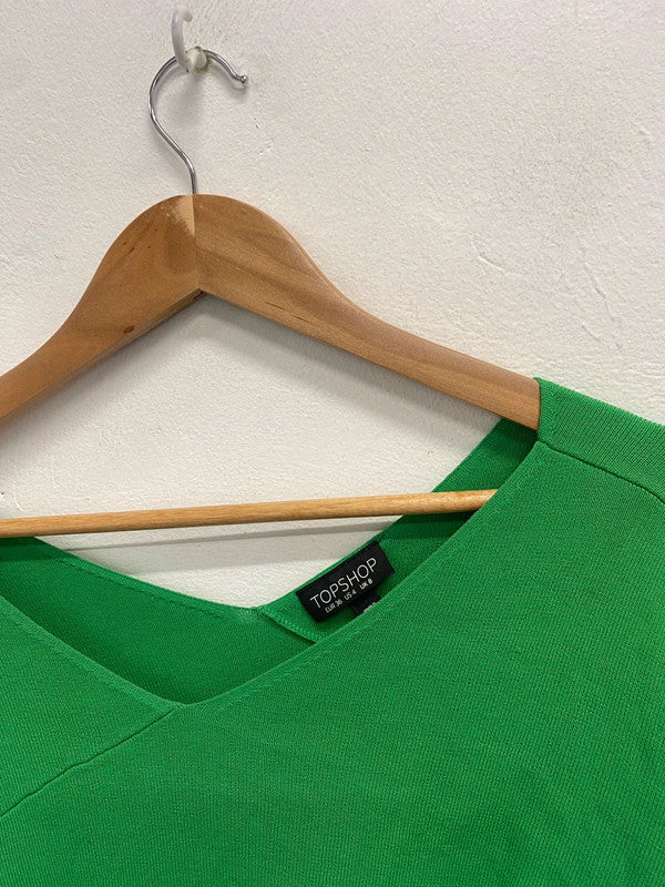Gorgeous topshop green v neck crop jumper UK 8 GM143