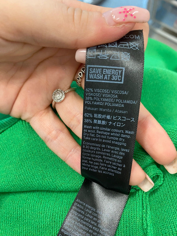 Gorgeous topshop green v neck crop jumper UK 8 GM143