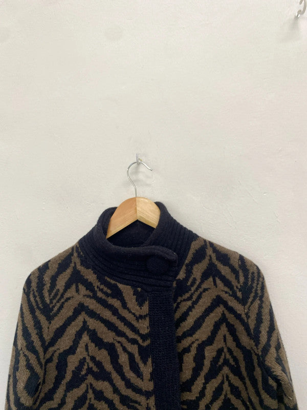 Gorgeous Marks & Spencer brown black zebra knit cardigan UK 14 AT002