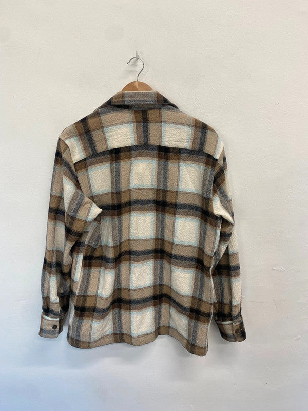 Fabulous NN07 Shacket UK M Brown beige checked ZB458