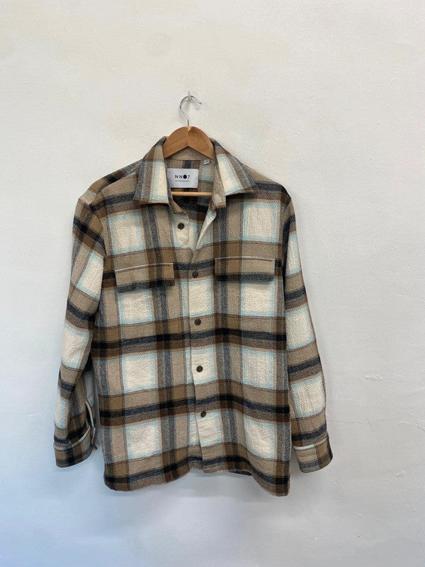 Fabulous NN07 Shacket UK M Brown beige checked ZB458