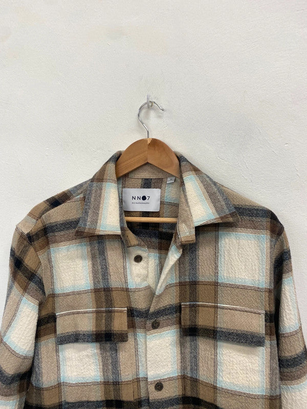 Fabulous NN07 Shacket UK M Brown beige checked ZB458