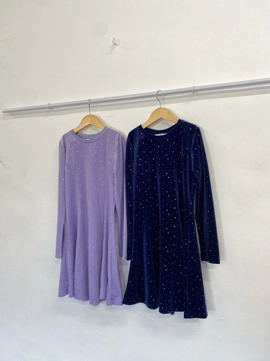 Fabulous duo of Girls sparkly velvet dresses Age 11-12 M&S #27 SW461