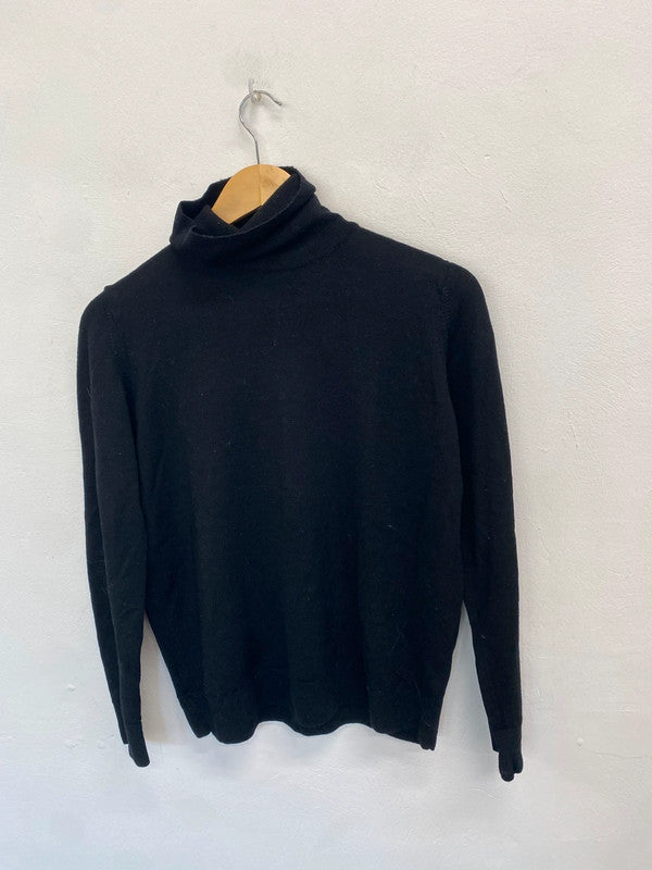 Fabulous m&s black high neck knit wool jumper UK 14 AT002
