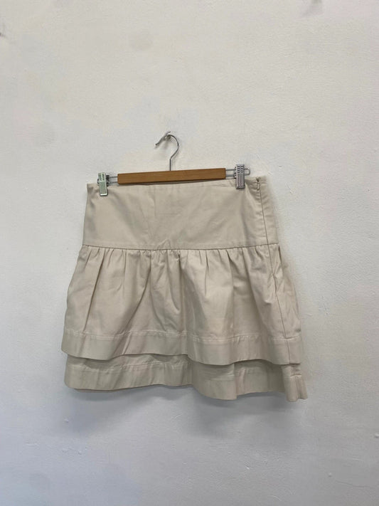 Fabulous REISS Mini Skirt ruffle tiered UK 12 Cream y2k PS462