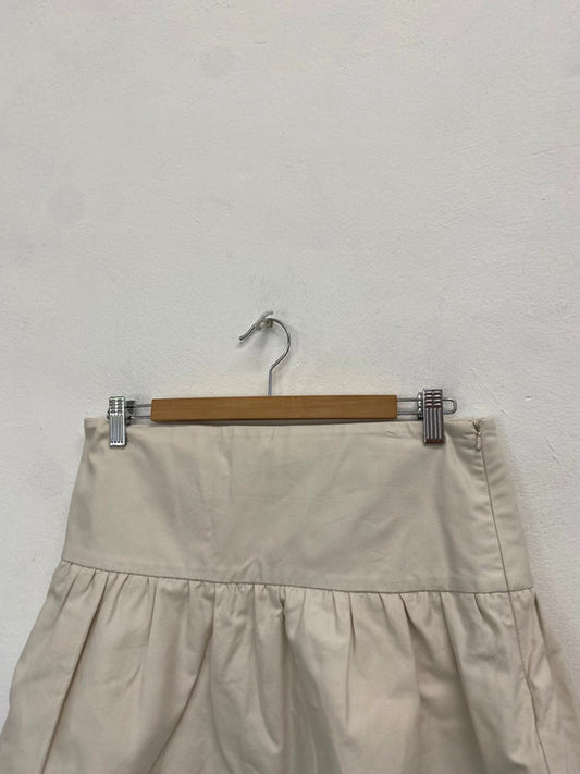 Fabulous REISS Mini Skirt ruffle tiered UK 12 Cream y2k PS462