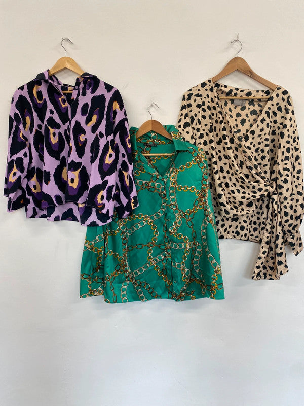 Fabulous trio of Fun & Chic patterned blouses Asos & F&F Uk14 #13 LF001
