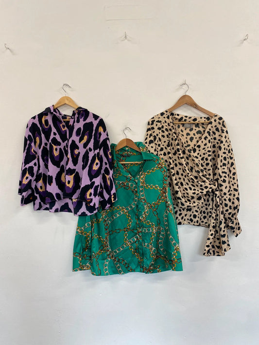 Fabulous trio of Fun & Chic patterned blouses Asos & F&F Uk14 #13 LF001