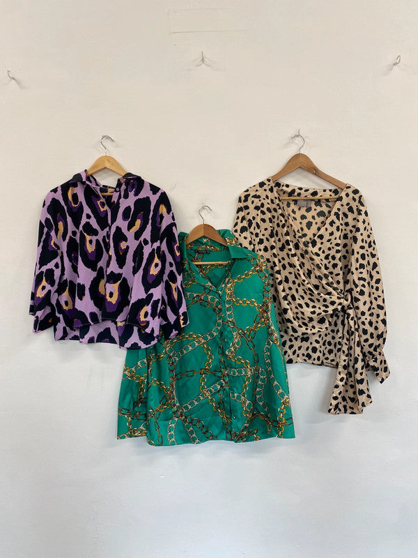 Fabulous trio of Fun & Chic patterned blouses Asos & F&F Uk14 #13 LF001