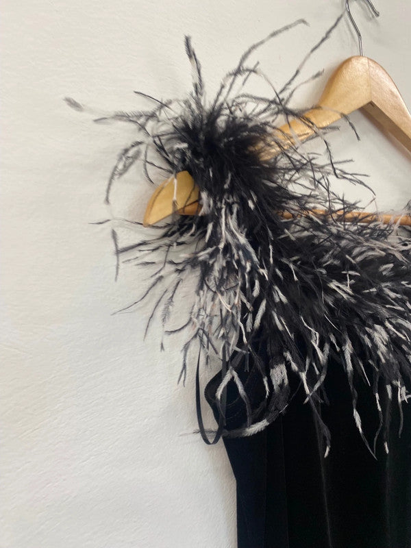 Fab Gina Bacconi Velvet Evening Maxi Dress Uk14 Black elegant silhouette JF463