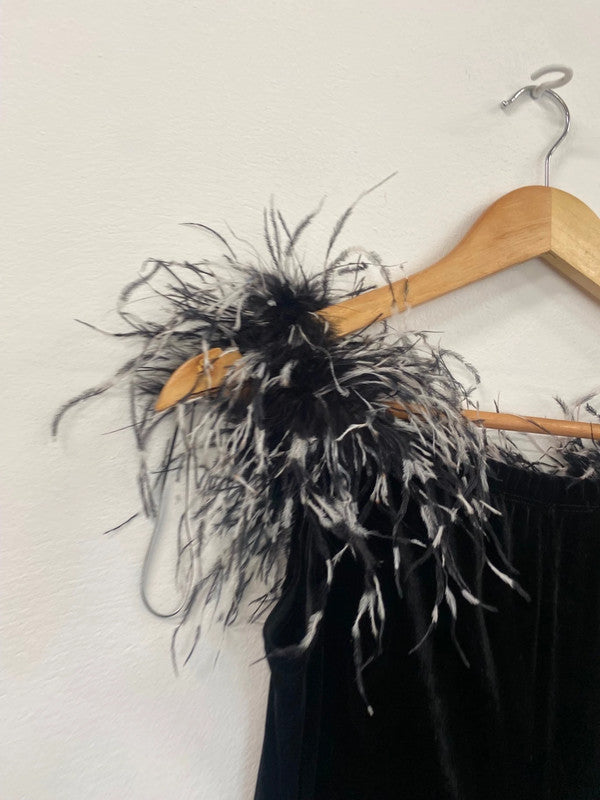 Fab Gina Bacconi Velvet Evening Maxi Dress Uk14 Black elegant silhouette JF463