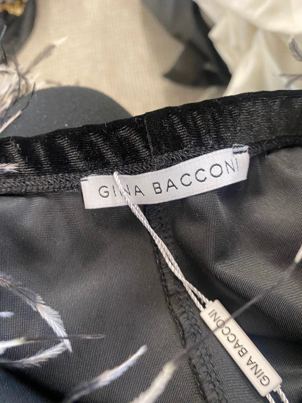 Fab Gina Bacconi Velvet Evening Maxi Dress Uk14 Black elegant silhouette JF463