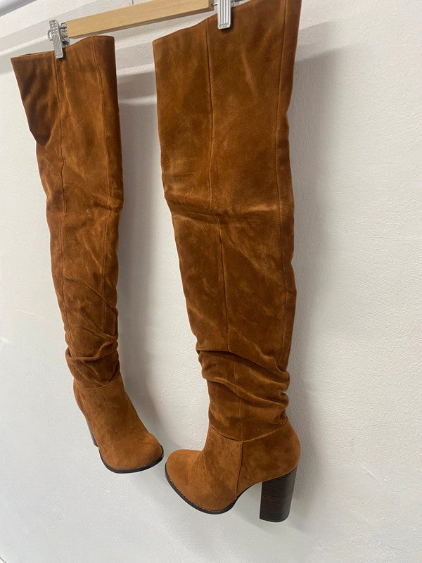 Fabulous Miss KG Venice over knee Boots UK4 Tan Boho chic TG465
