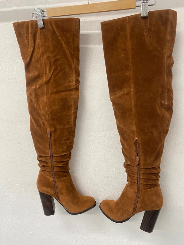 Fabulous Miss KG Venice over knee Boots UK4 Tan Boho chic TG465
