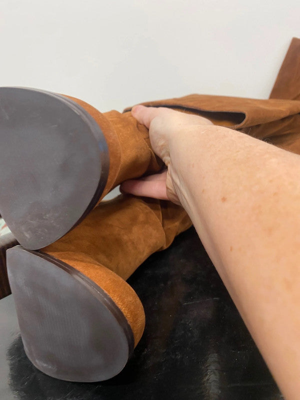 Fabulous Miss KG Venice over knee Boots UK4 Tan Boho chic TG465