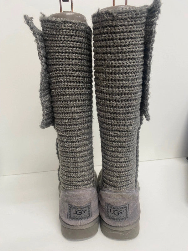 Fabulous UGG Candy Boots UK4.5 Grey knee high fold down TG465