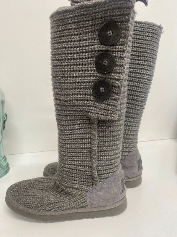 Fabulous UGG Candy Boots UK4.5 Grey knee high fold down TG465