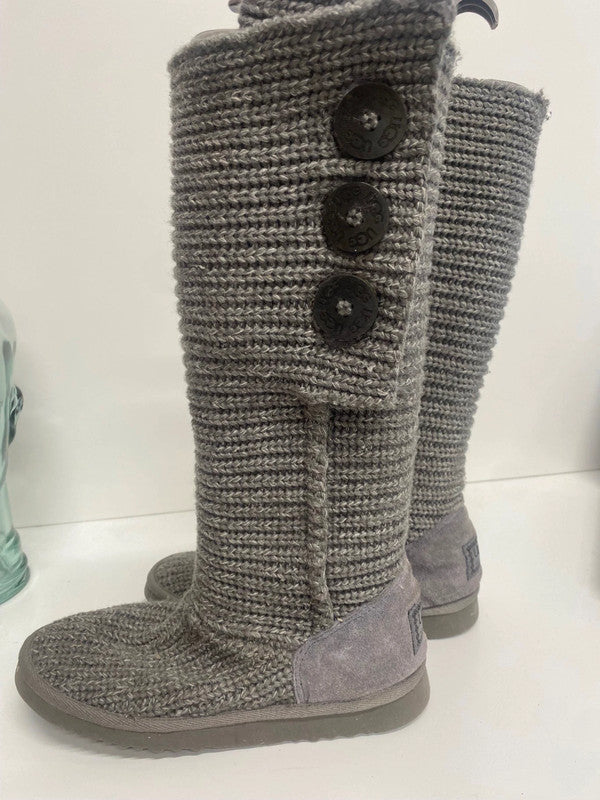 Fabulous UGG Candy Boots UK4.5 Grey knee high fold down TG465
