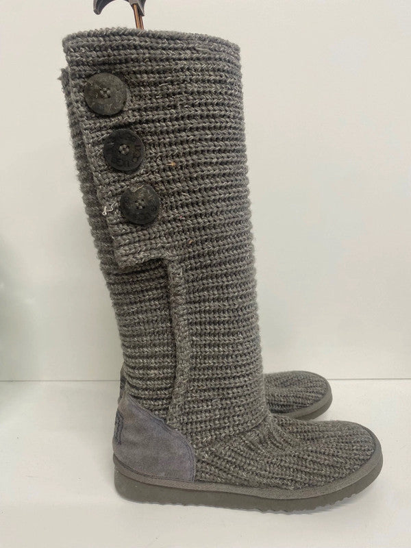 Fabulous UGG Candy Boots UK4.5 Grey knee high fold down TG465