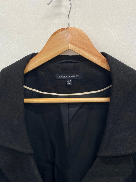 Fabulous Laura Ashley Blazer UK 16 Black crop linen AS466