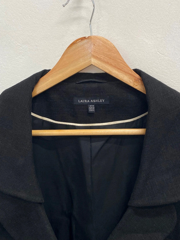 Fabulous Laura Ashley Blazer UK 16 Black crop linen AS466