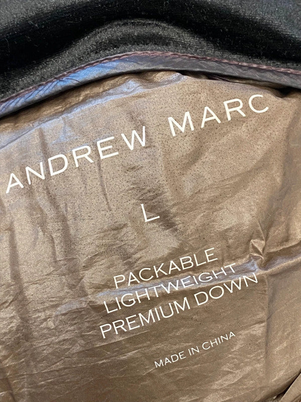 Fabulous Andrew marc Puffer Jacket UK L Burgundy duck down AS466