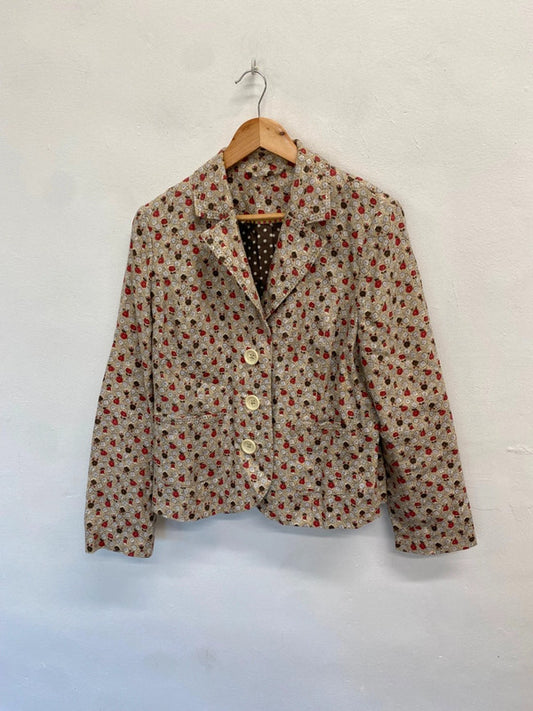 Fabulous Boden Blazer UK 14 Beige floral linen cottage core AS466