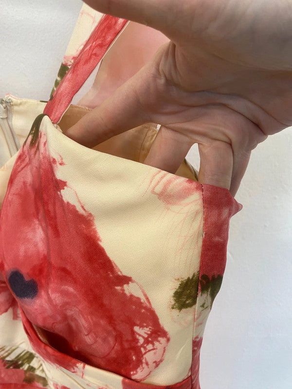 Fabulous Inspirato floral MOB Dress Uk14 Cream and Red AS466