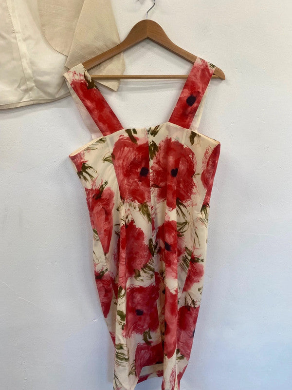 Fabulous Inspirato floral MOB Dress Uk14 Cream and Red AS466