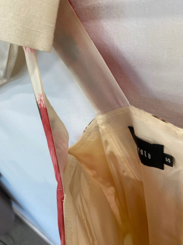 Fabulous Inspirato floral MOB Dress Uk14 Cream and Red AS466