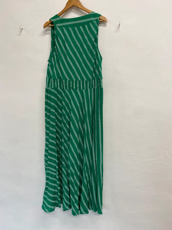 Fabulous Joe browns green striped maxi dress summer UK 22 CC001