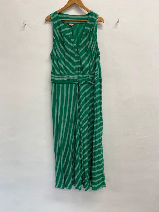 Fabulous Joe browns green striped maxi dress summer UK 22 CC001