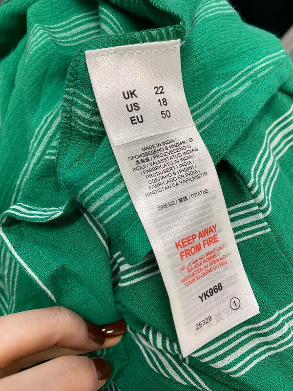 Fabulous Joe browns green striped maxi dress summer UK 22 CC001