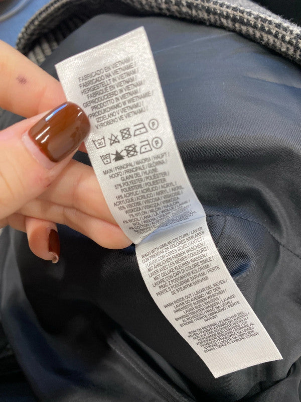 Gorgeous Primark grey checked longline dress jacket UK 14 SM467