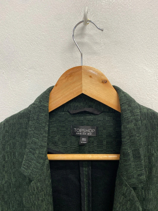 Gorgeous topshop Forrest green long line blazer UK 12 SM467