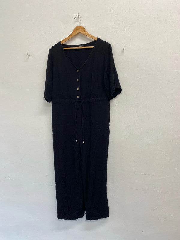 Gorgeous unfolded black button casual jumpsuit UK 14 SM467