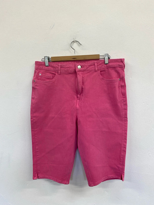 Fabulous M&S Pink Magic high waisted pink shorts denim Uk18 EP468