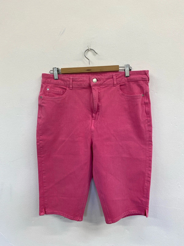 Fabulous M&S Pink Magic high waisted pink shorts denim Uk18 EP468