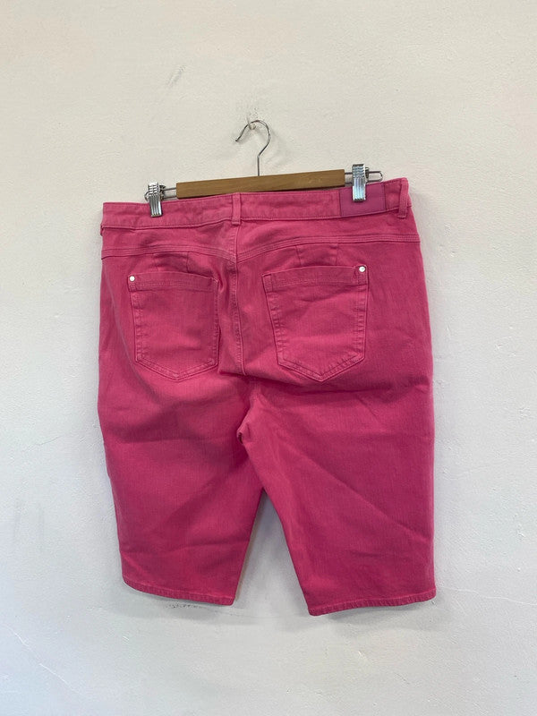 Fabulous M&S Pink Magic high waisted pink shorts denim Uk18 EP468
